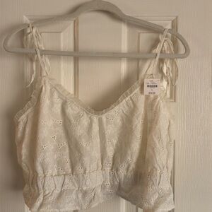 Anthropologie Eyelet Crop Top XL